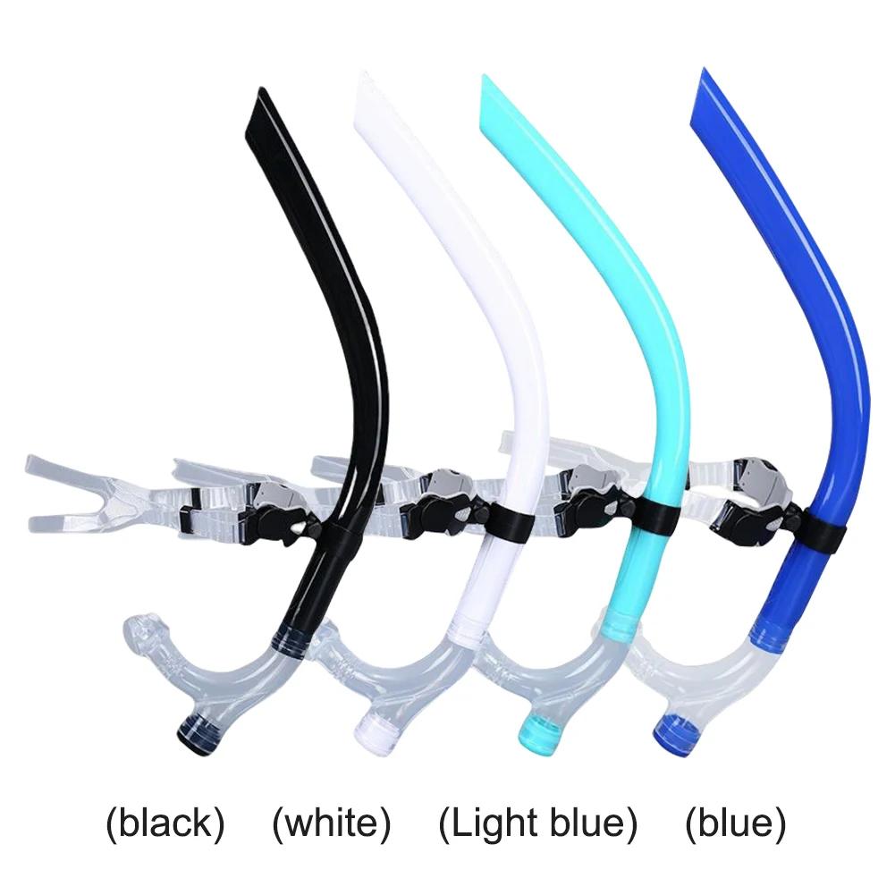 Силиконовая трубка для плавания с центральным креплением и передним расположением мундштука, удобная трубка для снорклинга и дайвинга для взрослых, подростков и детей