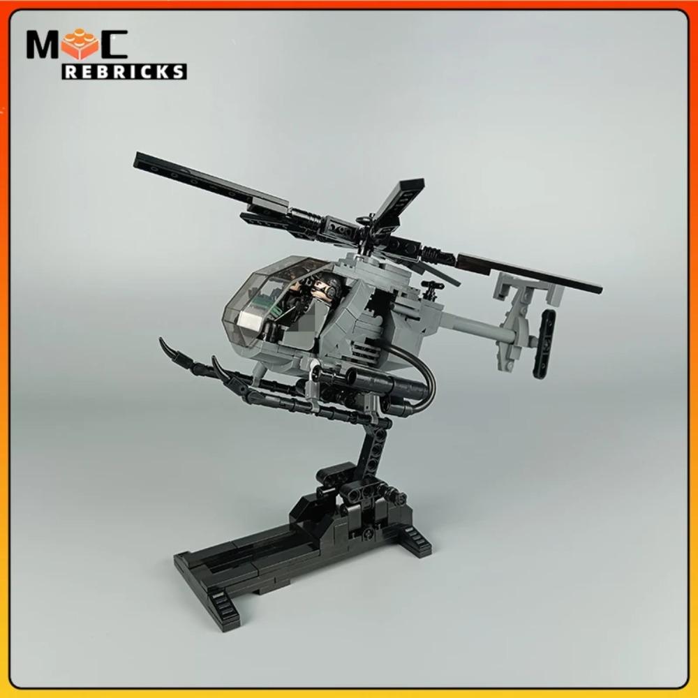 Военная серия Второй мировой войны Новые вертолеты MH-6 Little Bird с солдатами MOC Строительные блоки Самолет Стенд для демонстрации Кирпичи Игрушки Подарки