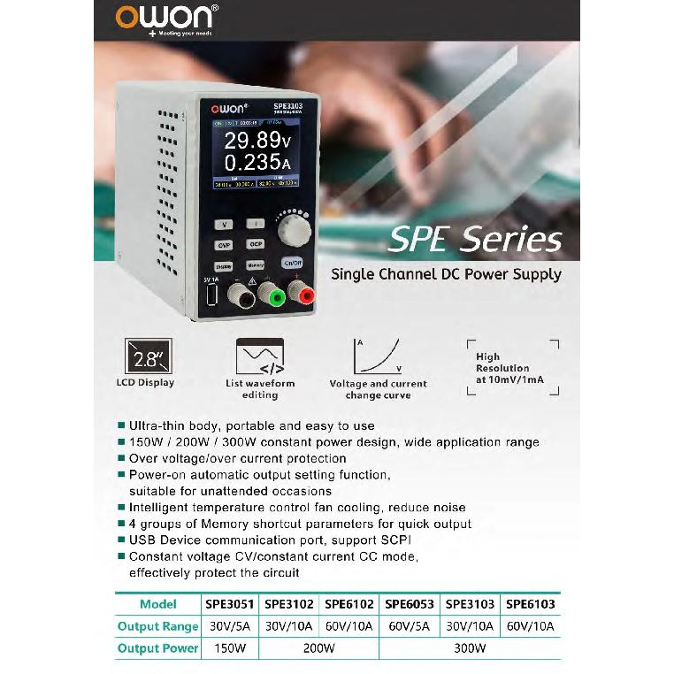 OWON SPE3103/SPE3053 Programmable DC Power Digital Regulator Switch 2.8" LCD Regulator SPE6103/SPE3102