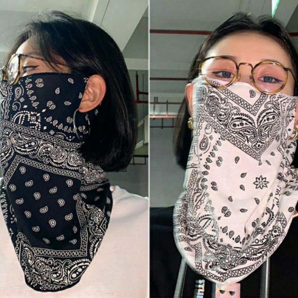 Hanging Ears Sun Protection Face Cover Solid Color Face Gini Mask Thin Summer Ice Silk Mask Summer