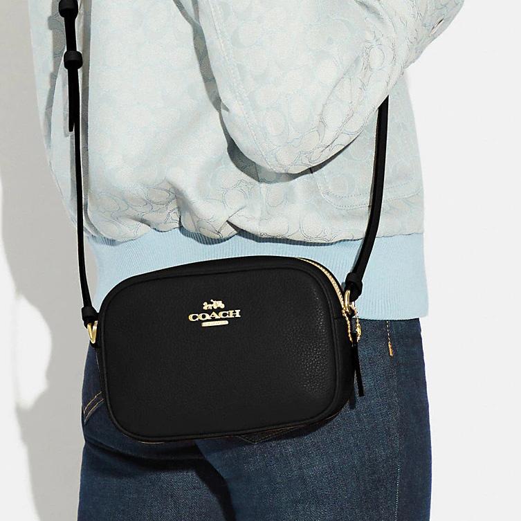 New COACH Jamie Leather Camera Bag Shoulder Bag Crossbody Bag Small Size Women's Solid Color Black CA069-IMBLK