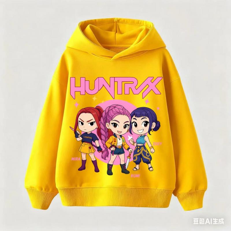 Осень Зима Kpop Охотники на Демонов С принтом Худи Модные Повседневные Теплые Спортивные С длинным рукавом Детские Мальчик и Девочка Дети Унисекс Худи