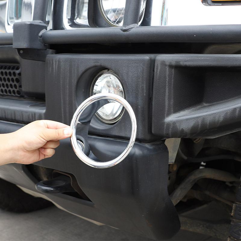 Для Hummer H2 2003-2009 Автомобильный стайлинг ABS Серебристый Кольцо-облицовка накладка накладка-стикер на переднюю противотуманную фару Автомобильные аксессуары для экстерьера