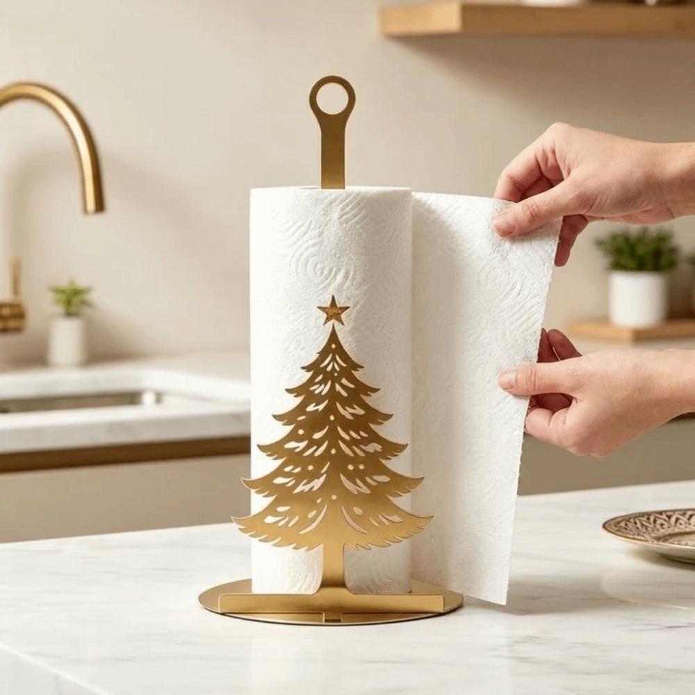 Iron Metal Paper Towel Rack Freestanding Roll Organizer Vertical Desk Ornament Christmas Gift