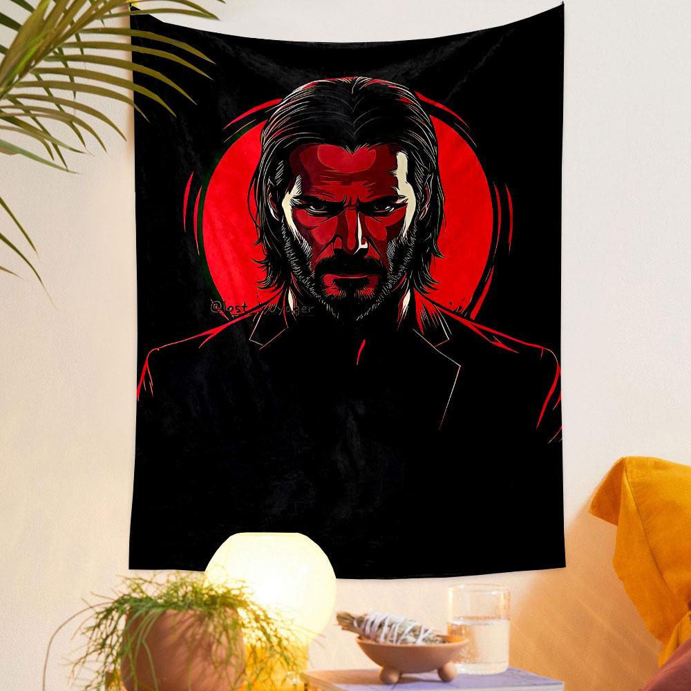 Black Red Male Portrait Tapestry Wall Hanging, Bold Graphic Portrait Poster, Modern Wall Decor for Bedroom Living Room Dorm