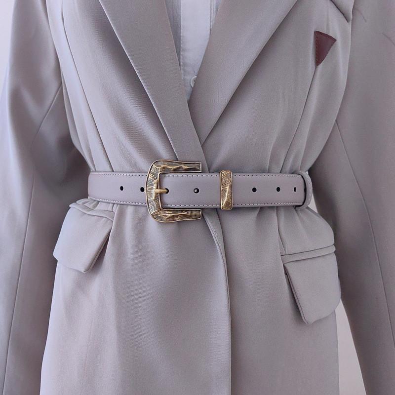Color Solid Leather Belt For Women With Metal Pin Closure For Casual Outfits