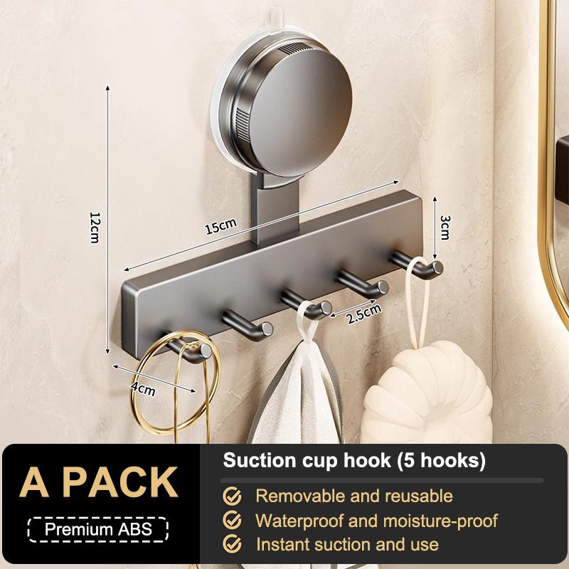 Крючки на присосках Настенная полка для хранения без сверления Для пальто, одежды и полотенец Экономия места Высокая грузоподъемность