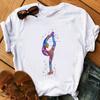 Ice Skating Watercolor Print Women T-Shirt Girls Summer Fashion Tops Tees Shirt Femme Harajuku Kawaii Clothes Funny T Shirt