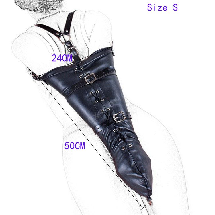BDSM Bondage Leg/Arm Binder,Behind Back Straight Jacket,SM Leather Armbinder Restraint Slave Lockable Glove With Shoulder