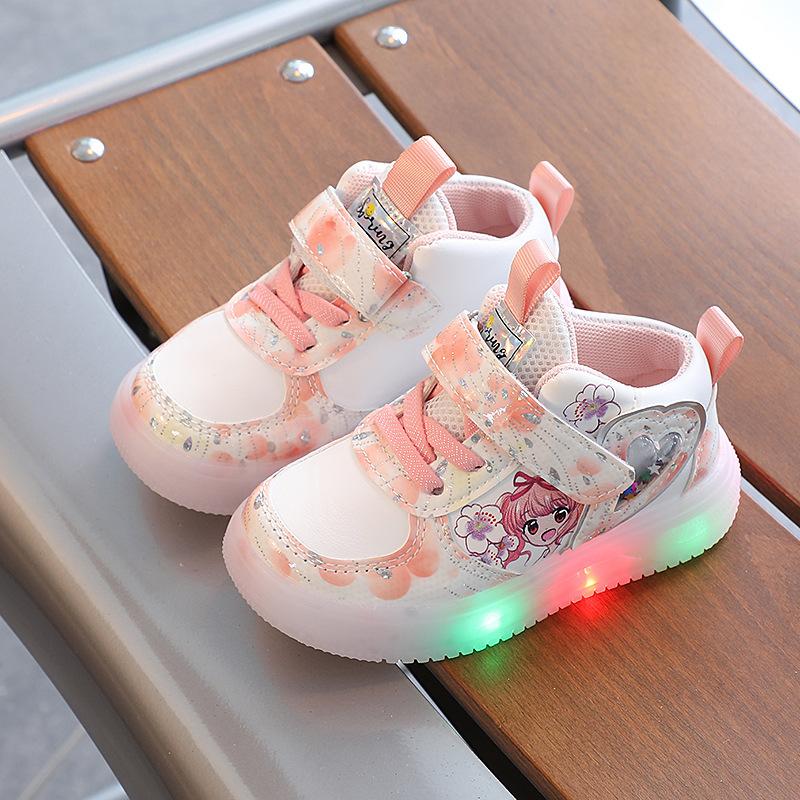 LED Lights Sports Shoes for Girls Children Fashion Kids Soft Casual Shoes
