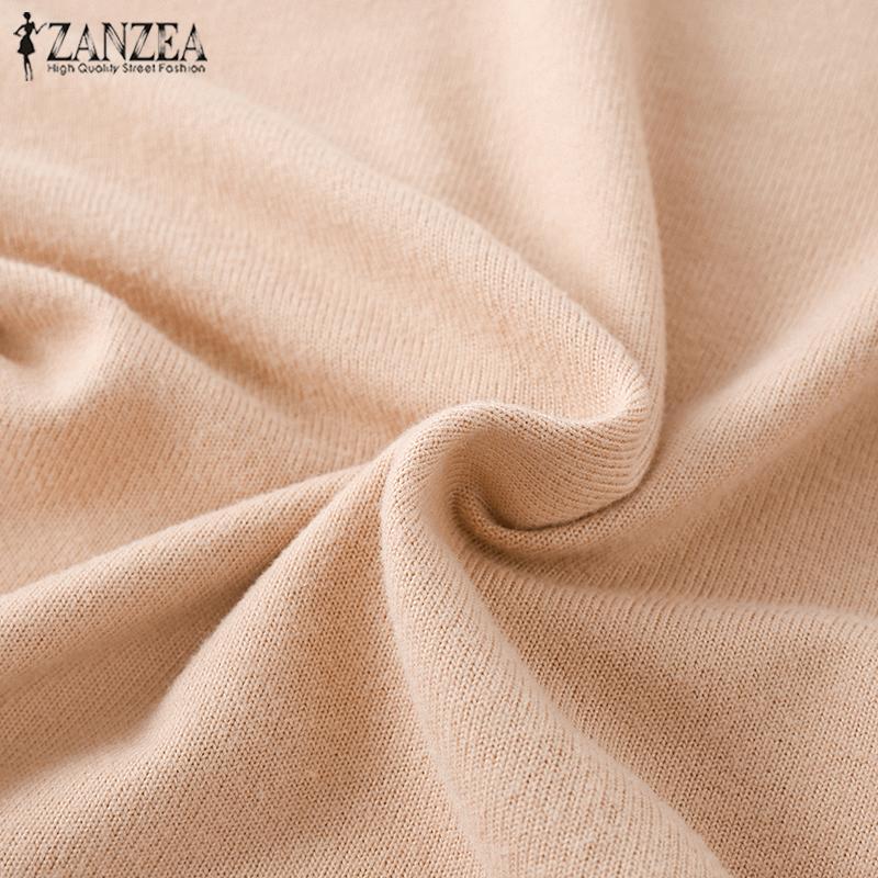 ZANZEA Женские повседневные трикотажные футболки с круглым вырезом и длинным рукавом в цветных блоках