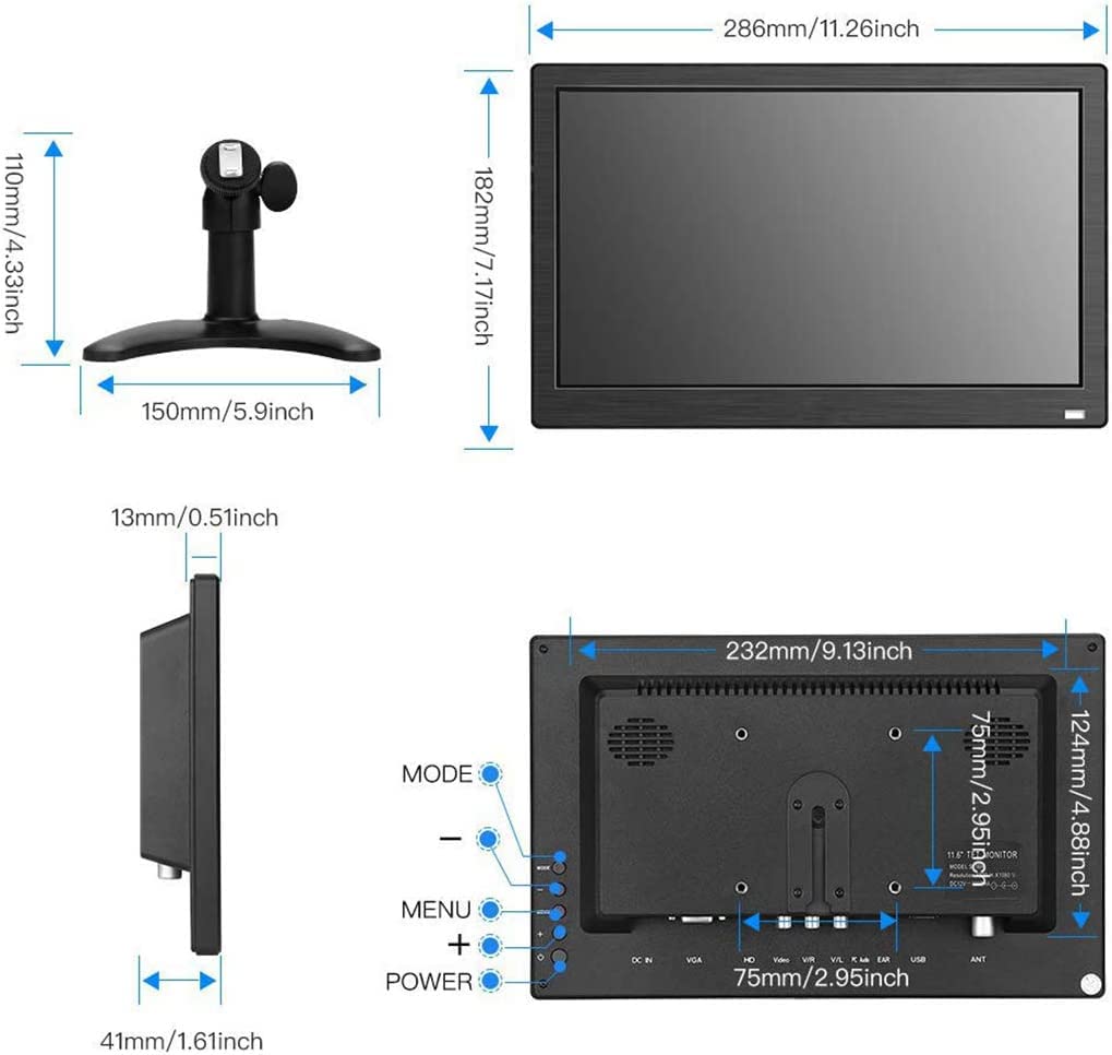 Дюймовый ЖК-дисплей маленький монитор HDMI VGA BNC AV различные подключения полный угол обзора дополнительный дисплей динамик японское меню 11.6 19201080 встроенный