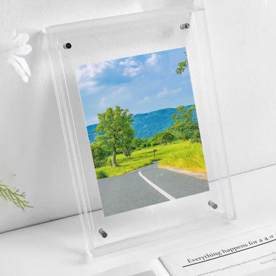 Плавающая фоторамка горизонтальная вертикальная неоновая акриловая домашняя галерея офис настенное крепление настольная декоративная рамка для постеров