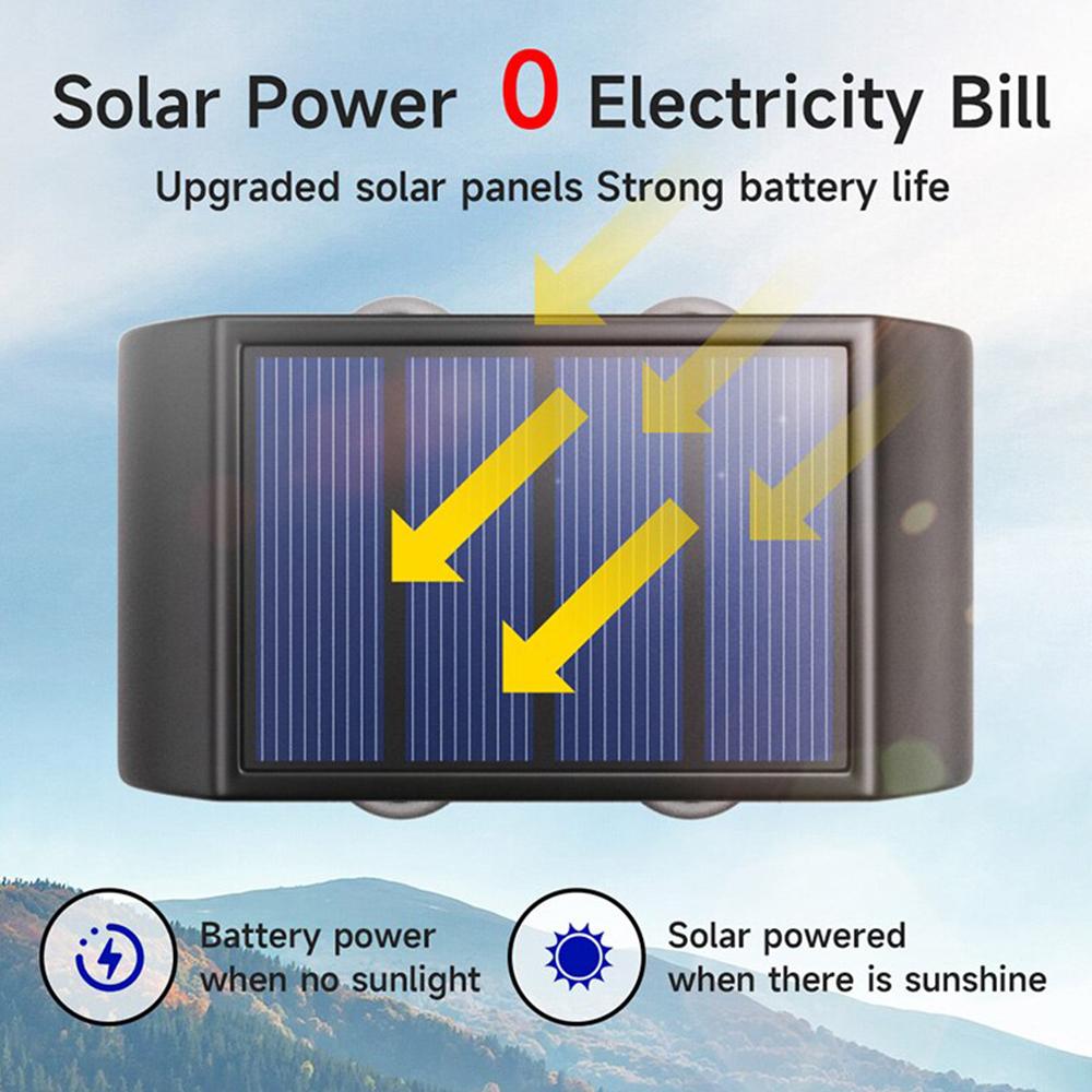 Настенный светильник на солнечной батарее, уличный 4/6/8/10/12/16 светодиодный светильник, водонепроницаемый светильник вверх и вниз, световое освещение, балкон, двор, садовые украшения, светильники