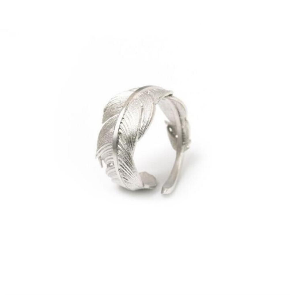 Винтажные кольца с перьями серебристого цвета, открывающиеся, для женщин и мужчин, модные минималистичные кольца на пальцы в виде листьев и перьев, панк-вечеринка, ювелирные изделия