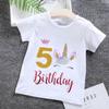 Cartoon Birthday Numbers Unicorn 1 2 3 4 5 6 7 8 9 Age Baby Boys Clothes Summer Tshirts 2023 Kids Clothes boysGirls Tees Tops
