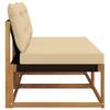 2 Piece Outdoor Center Sofa Solid Acacia Wood Frame and Textilene