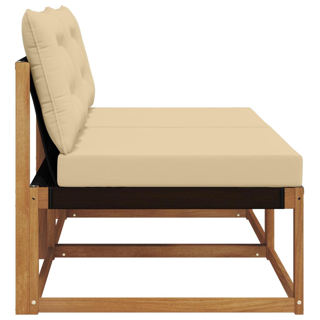 2 Piece Outdoor Center Sofa Solid Acacia Wood Frame and Textilene
