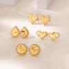 Luxury Medieval Style Imitation Sand Gold Dragon Scale Gold Plated Love Geometric Stud Earrings Inlaid with Zircon Women's Exquisite Earrings