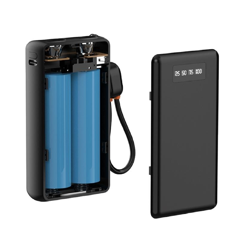 Безпаечный набор для Power Bank 21700 Слот на 2 аккумулятора Отображение мощности в реальном времени Защита Корпус ABS Аккумуляторы НЕ включены