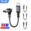 90℃ Elbow USB Type C Cable 66W 6A Type C To Type C Fast Charging Data Cord For iPhone15 0.25M/0.5M Short Power Bank Cable Type C
