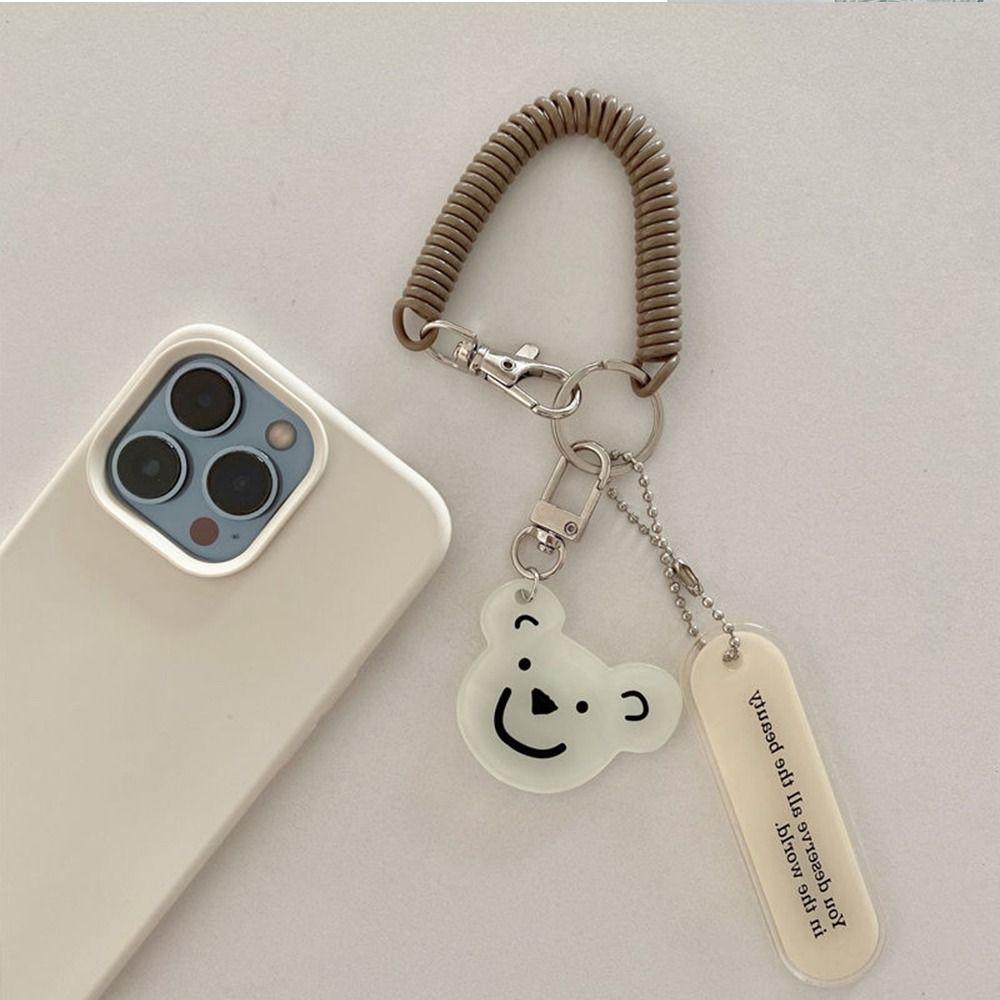 Acrylic Cartoon Lanyard Key Holder Key Ring Ornaments Bear Spring Coil Key Chain Decoration
