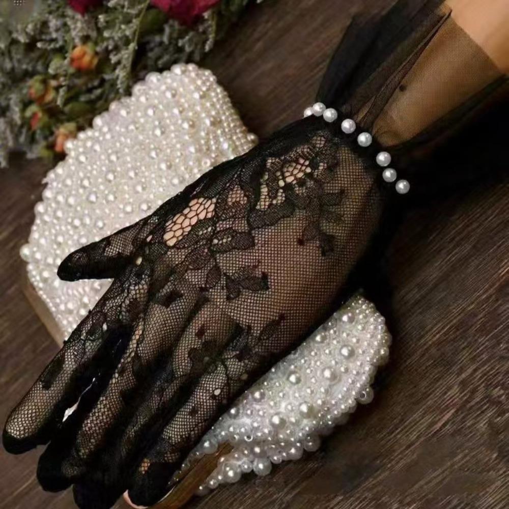 Floral Transparent Gloves Retro Short Gloves High Quality Wedding Gloves for Women