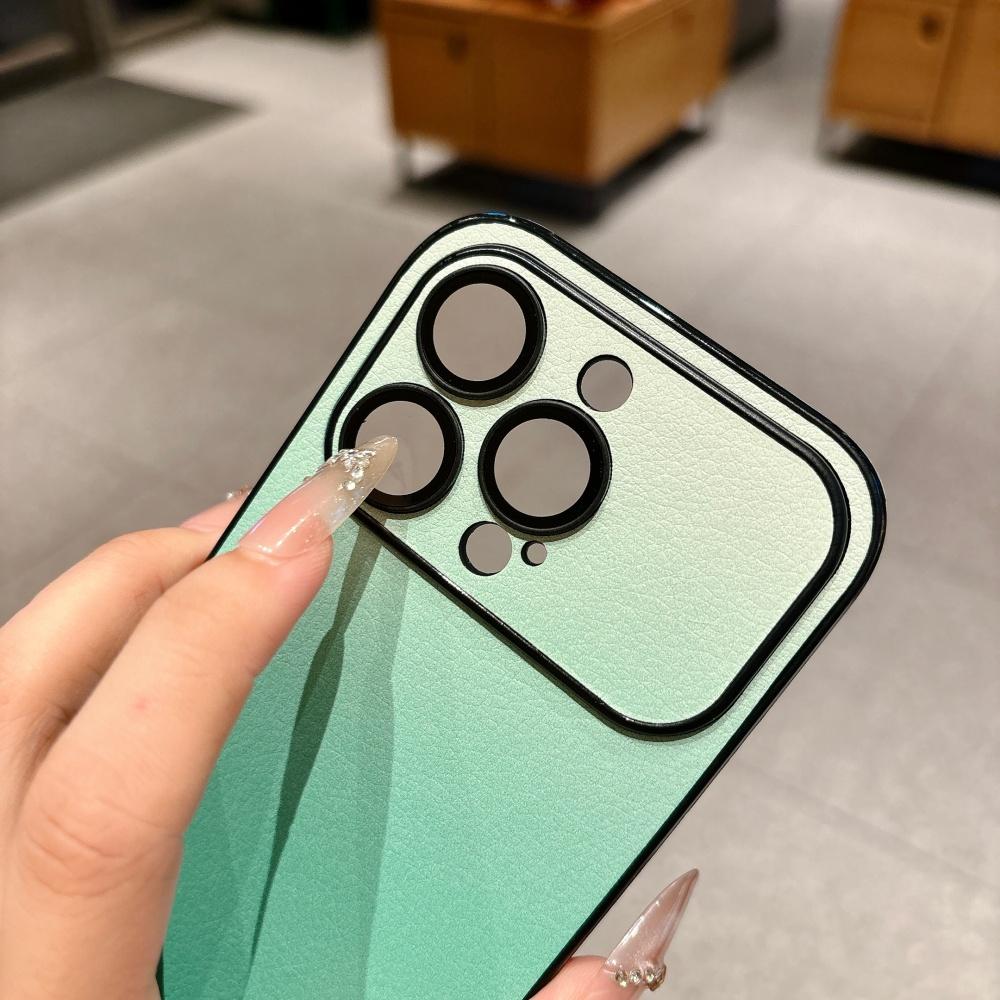 Модный Чехол Для Телефона С Текстурой Кожи И Градиентом Цвета Для iPhone 17 16 15 14 Plus 13 Pro Max Пленка На Камеру Матовый Бампер Ударопрочный Чехол