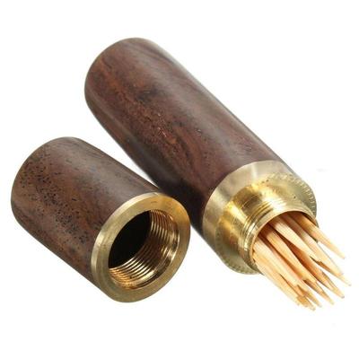 Ведро для зубочисток из черного дерева, держатель для зубочисток, мини-коробка для пешего туризма, портативное ремесло, подарок ручной работы