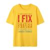 Новая мужская футболка 2024 года Специальная с принтом "I Fix Stuff" Круглый вырез Летняя Повседневная Ретро Короткий рукав Повседневная Уличная одежда