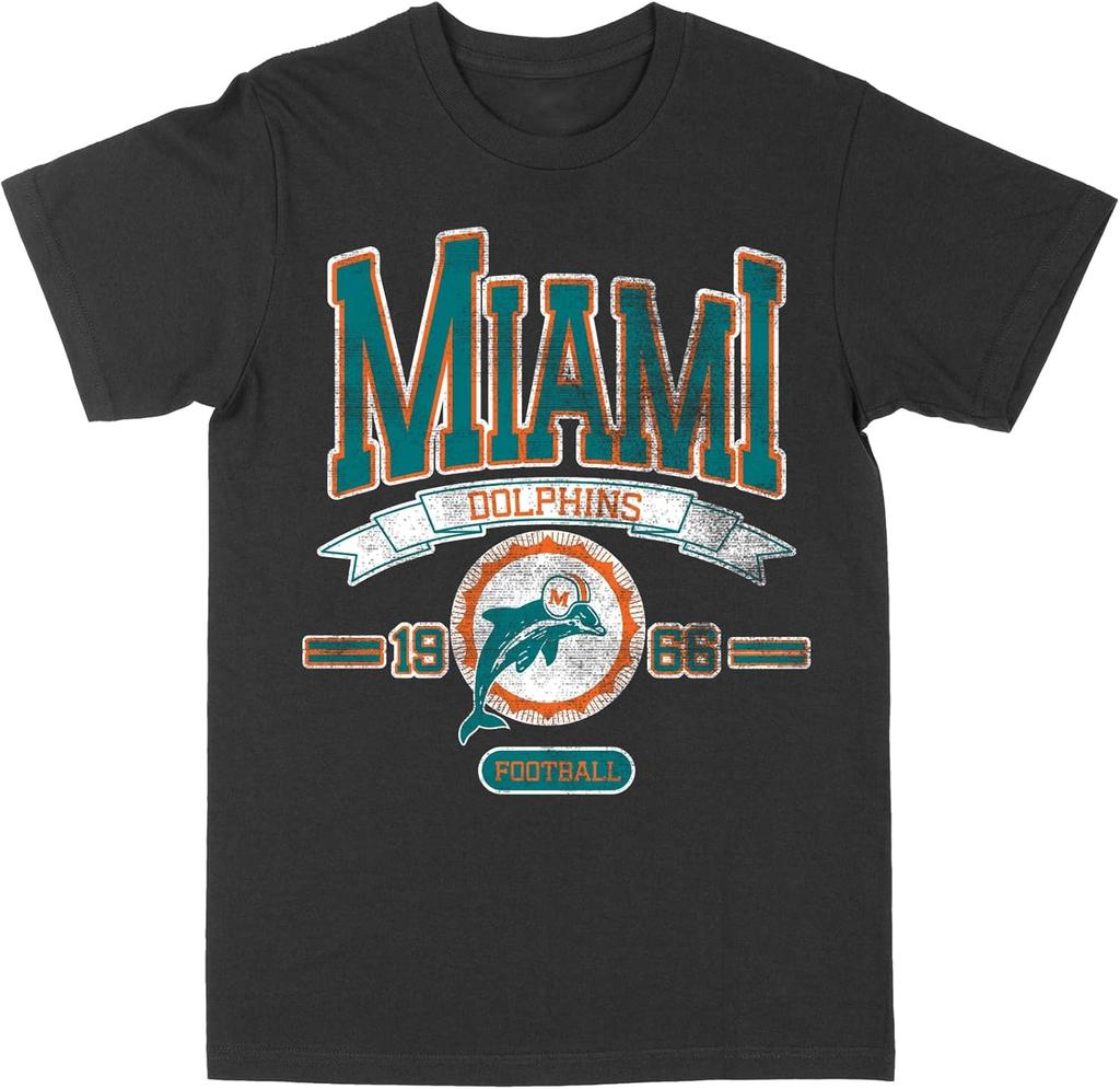 Philcos NFL Miami Dolphins Distressed Banner Black T-Shirt