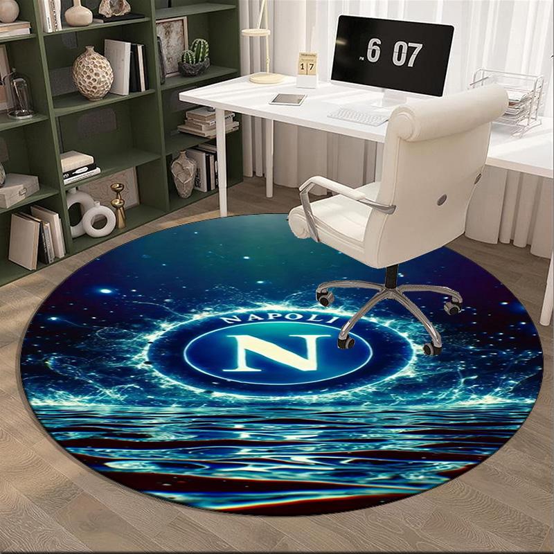 Napoli Football Club Emblem Round Rug for Livingroom,Bedroom, Palyroom, Chair Rug, Area rug, Circle Carpet, Large Size Fan Christmas gift