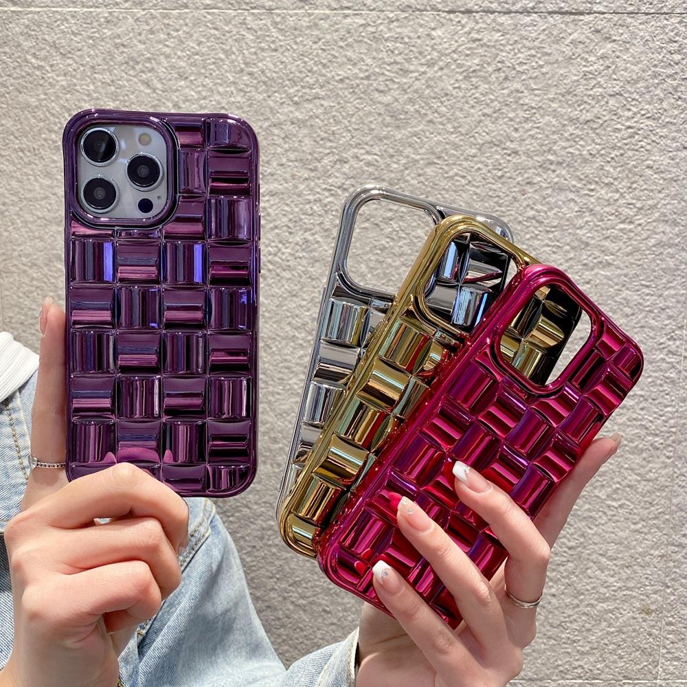 Роскошный чехол для телефона с 3d сетчатым плетением для Iphone 14 11 12 13 Pro Max 14 Plus, мягкий защитный чехол с яркой кожей