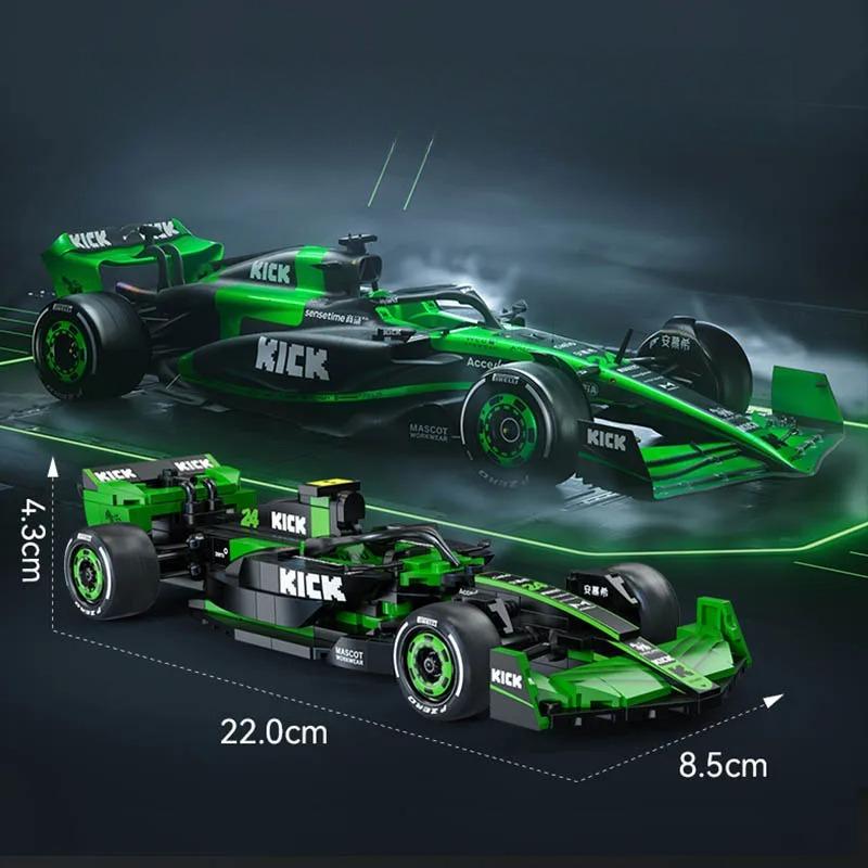 2024 MOC Команда Sauber F1 C44 Формула-1 F1 Гоночный автомобиль Номер 24 Спортивный автомобиль Строительные блоки Город KICK Автомобильные кубики Игрушки Праздничные подарки