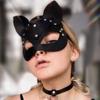 Маска для косплея кошки на половину лица, женская кожаная маска для глаз, косплей на Хэллоуин, PU, полумаска для взрослых, игровые принадлежности для взрослых