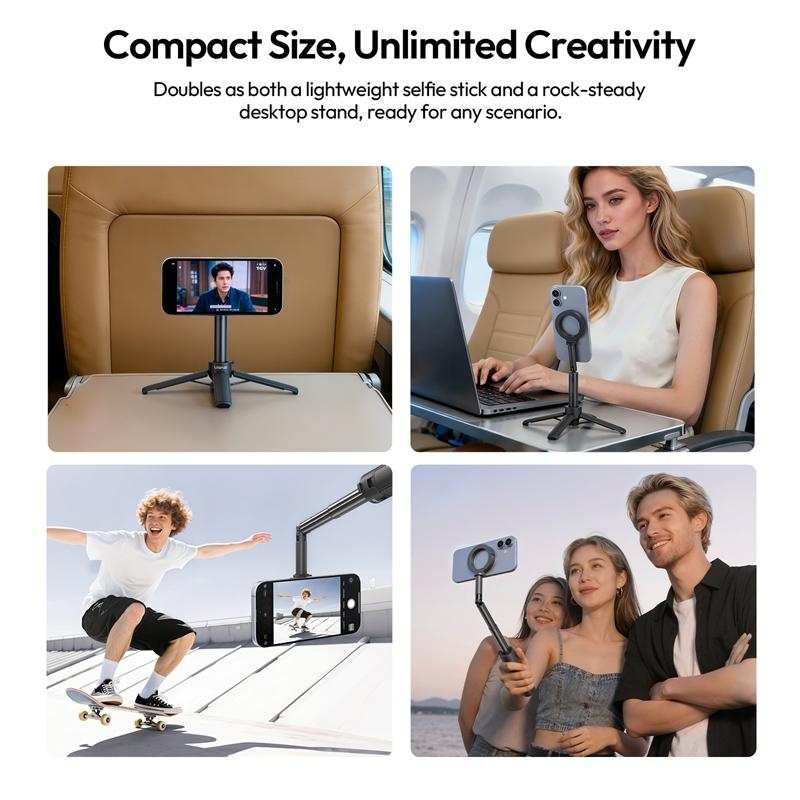 Ulanzi MT71 2 In1 Magnetic Mini Selfie Stick Desktop Tripod Stand for Iphone 17 16 15 Pro Max Android 180° Adjustable for Vlog 7