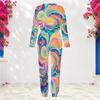 Women Plus Size Round Neck Long Sleeve Black Gold Printed Cuffed Top And Cuffed Pants Two Piece Set With Pockets