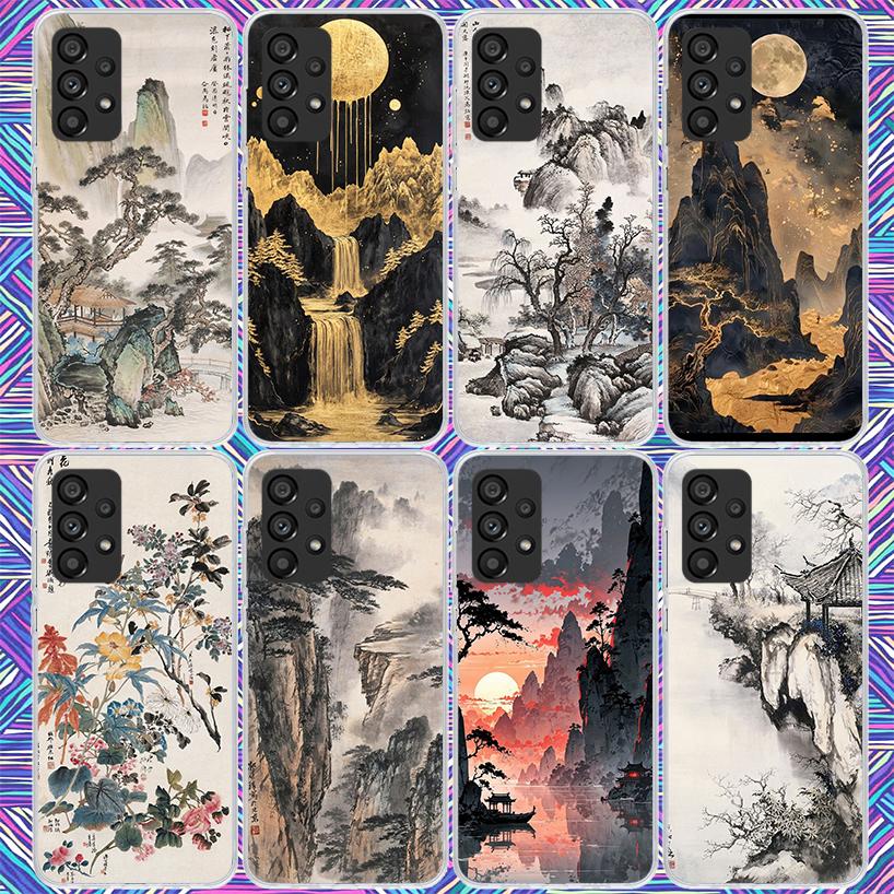 Chinese Style ink Painting Art Phone Case For Samsung Galaxy A12 A52S A42 A32 A22 A51 A50 Note 20 Ultra 10 S10 Plus A71 A70 A31