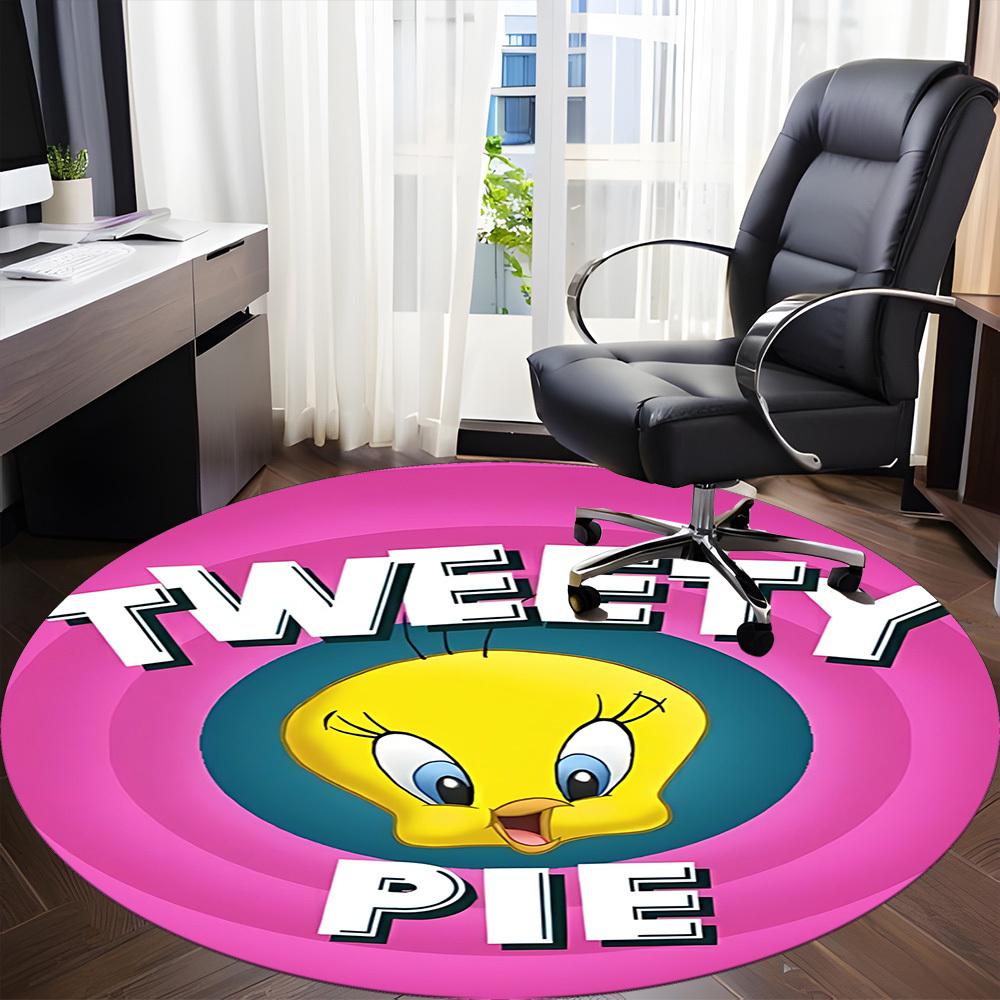 1 шт. Круглый коврик Looney Tunes Tweety Pie для офиса, под офисные стулья, спальни, гостиной, домашний декор a1022305