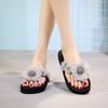 Flower Slope Heel Flip-flops Thick Soled High Heeled Slippers Women Beach Anti-skid Slippers Fashion Lightweight Comfortable Simple Casual