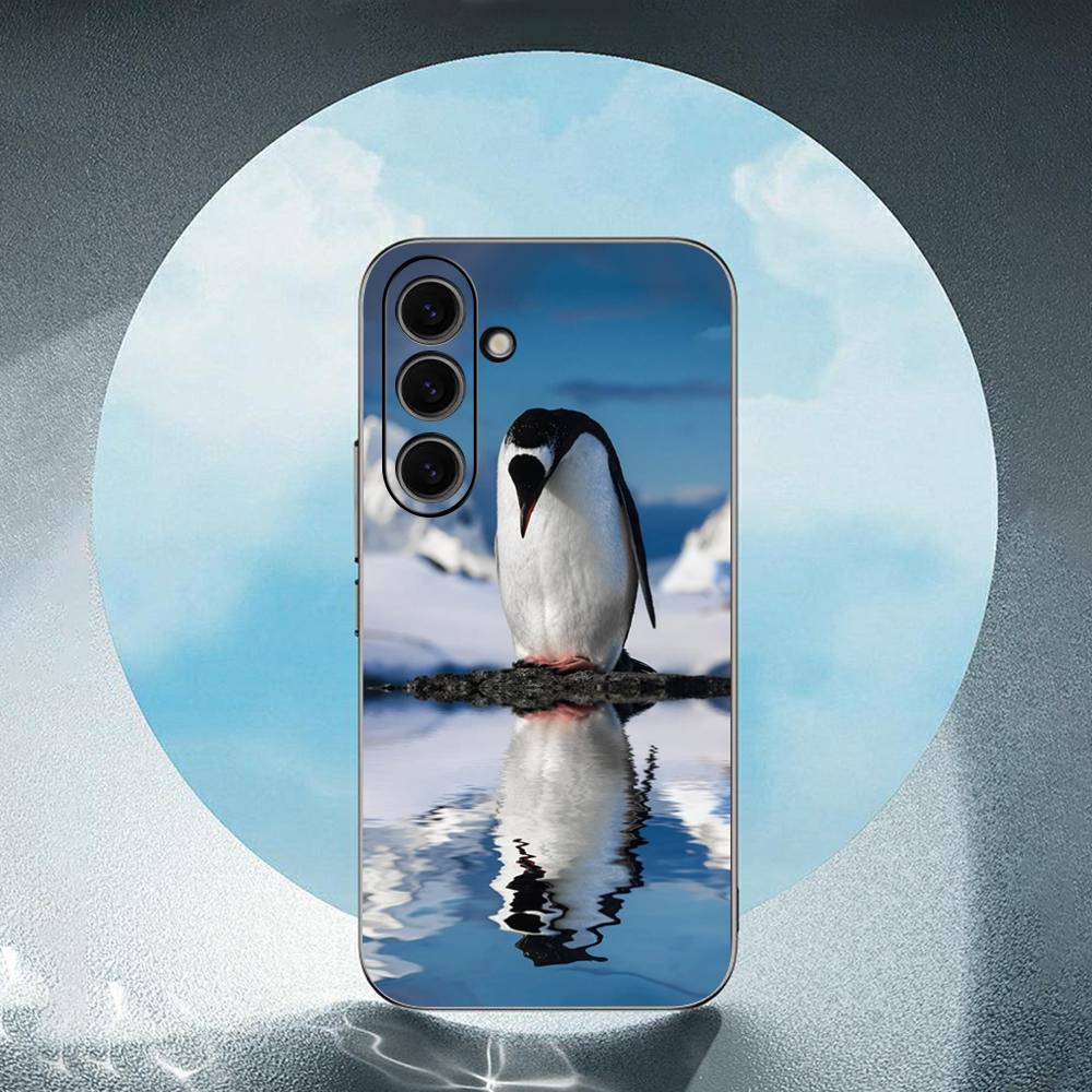 Милый пингвин для Samsung Galaxy S23 S24 S25 Ultra S22 Plus S21 Черный Мягкий чехол Водонепроницаемый Мягкий чехол