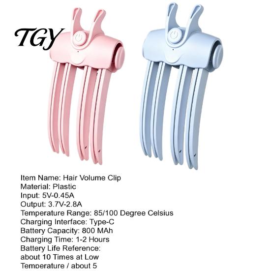 Safe Heated Hair Root Clip 2Pcs Volume Clip, Electric Volumizer Crimper, 3 Minute Lifting Travel Size Styler Comb for Flat Hair, Dual Temperature