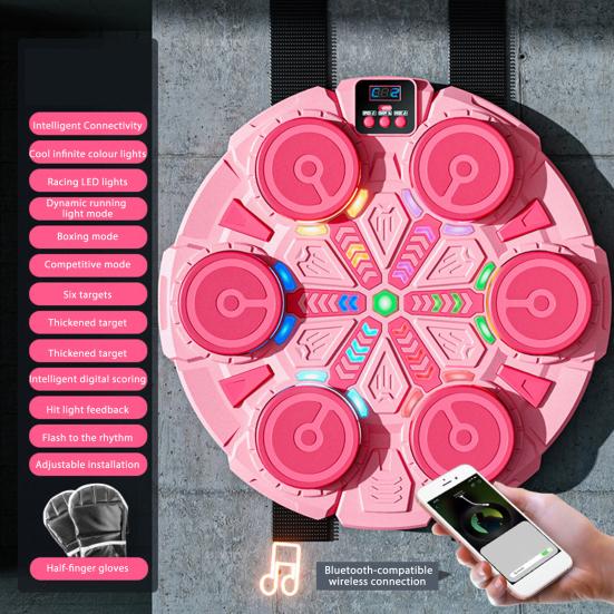 Музыкальный боксерский тренажер с перчатками, настенный, режимы скорости, регулируемый электронный боксерский тренажер, мишень, светодиодная подсветка, боксерская груша, оборудование для домашних тренировок