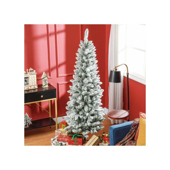 HOMCOM Sapin De Noël Artificiel De 180 Cm Avec 479 Branches Et Neige Artificielle Pour Les Décorations De Noël, Vert