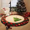 Christmas Plush Rug Festive Home Decor Round Area Bedroom Living Room
