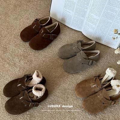 Однопедальные ленивые пушистые туфли для сохранения тепла, внутренняя высота увеличивается на 3,5 см, женские туфли из натуральной кожи, версия из бархата Boken