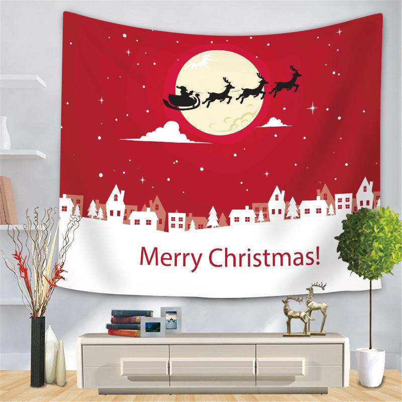 Рождественская серия Гобелен Цифровая печать Подвесная ткань Снеговик Лось Гобелен