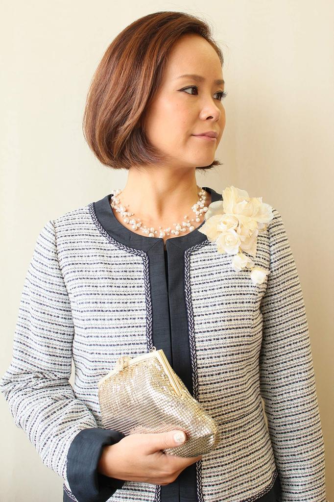 Beige [Kamakura Kogei] Corsage, Formal, Large, 3-valve Bud, Women's, Gold,