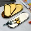 1Pcs Oval Plate Stainless Steel Tray Gold Metal Storage Plate Towel Dish Snack Dish Candle Aromatherapy Plate Barbecue Cutlery Plate