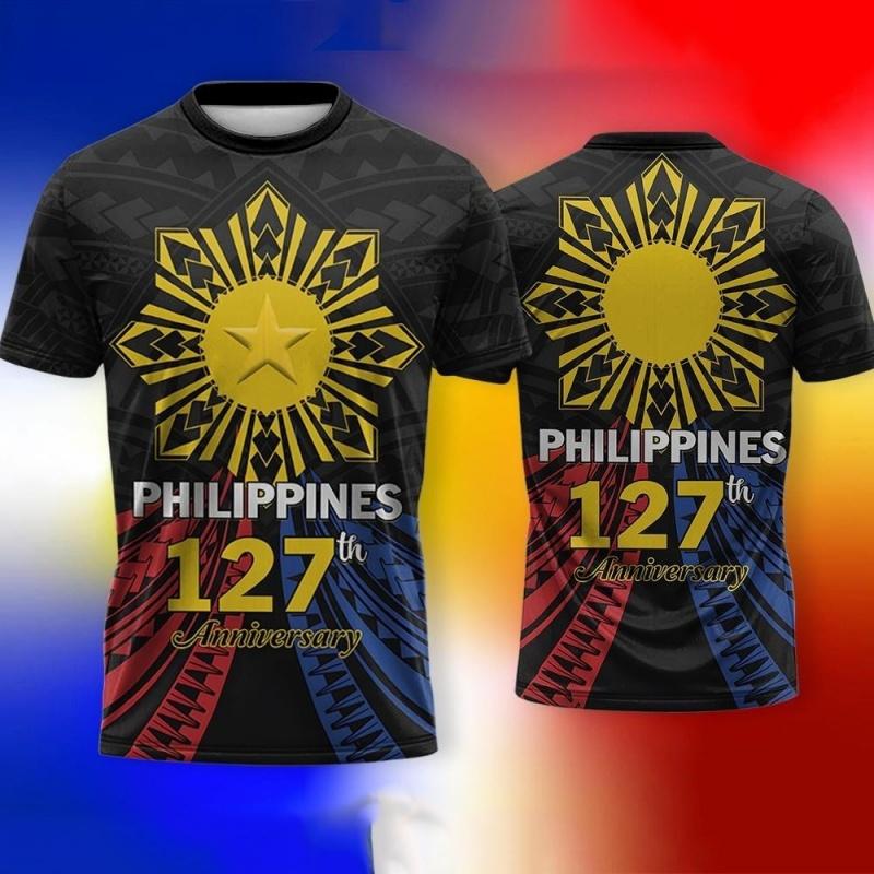 3D Printed Philippine Independence Day T Shirt For Men Patriotic Pattern T-Shirts Summer Fashion Round Neck Short Sleeve Tee